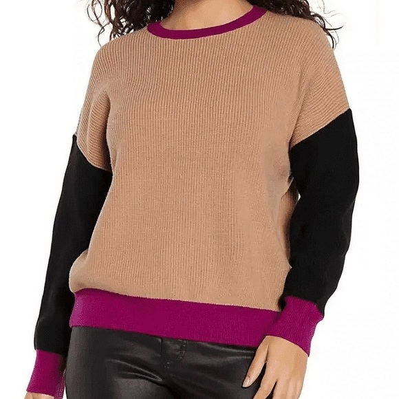 Express Colorblock Sweater - Tan, Black, and Pink XL - Picture 1 of 8